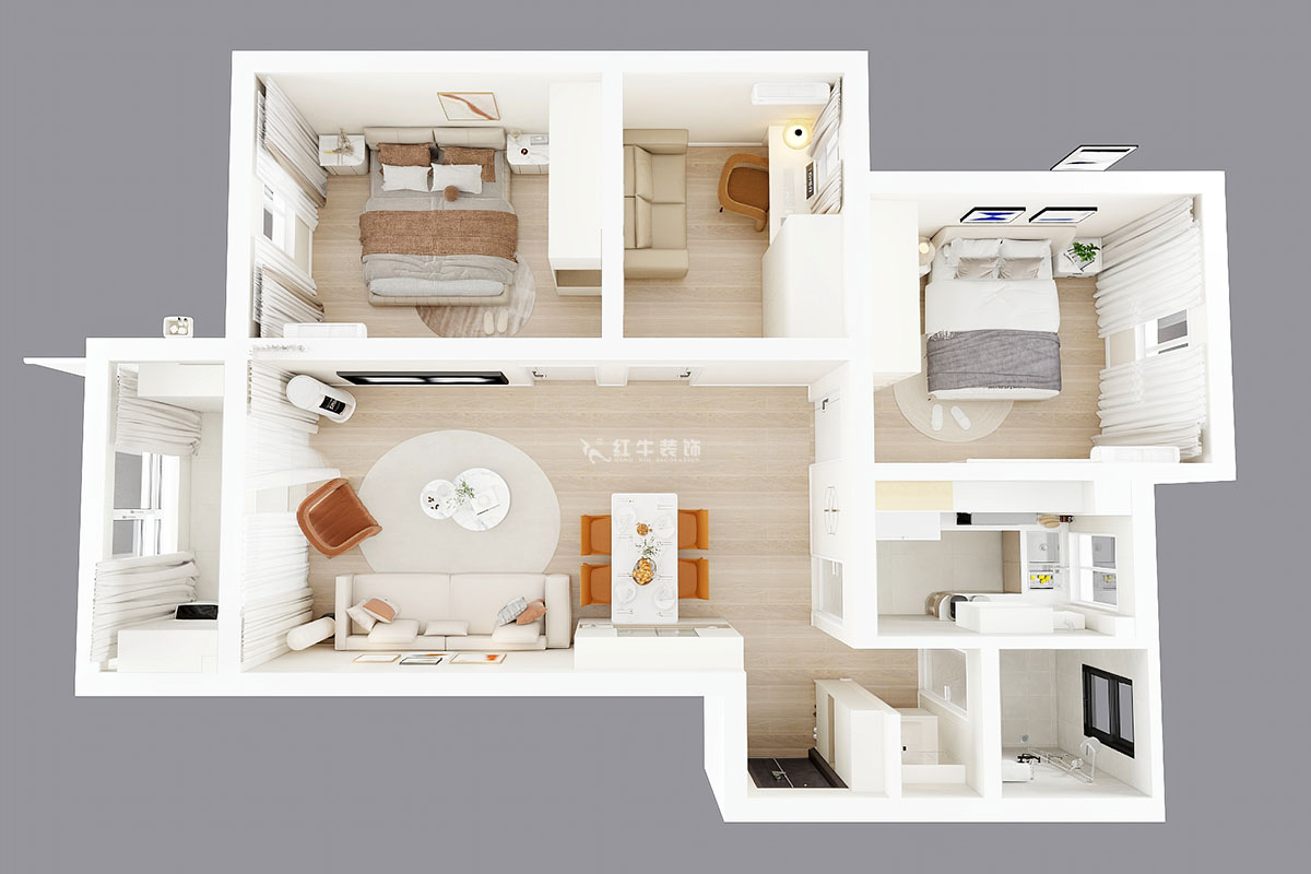 朱明琪｜春江新城新河苑一期8-3-510-94㎡-现代风格｜3室2厅1卫｜老房改造｜定制家｜全包12万｜00_04鸟瞰图